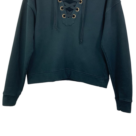 MOTHER The Tie Up Easy Sweatshirt Shoe Lace Top Black Size Large B24 - Picture 4 of 12